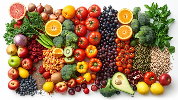 Rijke vruchten knapperige groenten gezonde zaden verkwikkende supervoedsel stevige granen