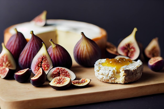 Rijp vijgenfruit met zoet eigengemaakt dessert in de vorm van vijgenjam