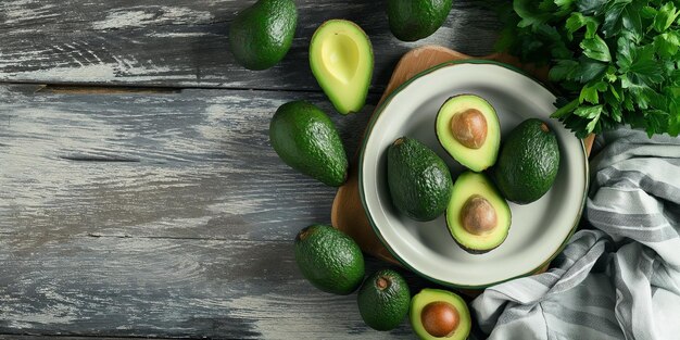 rijpe avocado's enorme lege kopie ruimte vertegenwoordigt het concept van gezonde vruchten