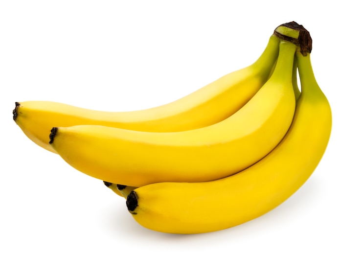 Foto rijpe bananen op een witte achtergrond