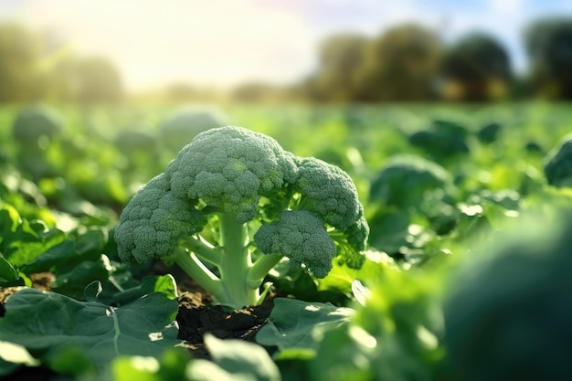 Rijpe broccoli in het veld