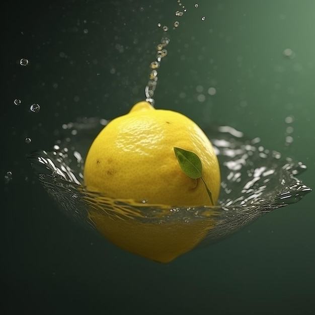 Rijpe citroen drijvende waterfoto's Generatieve AI