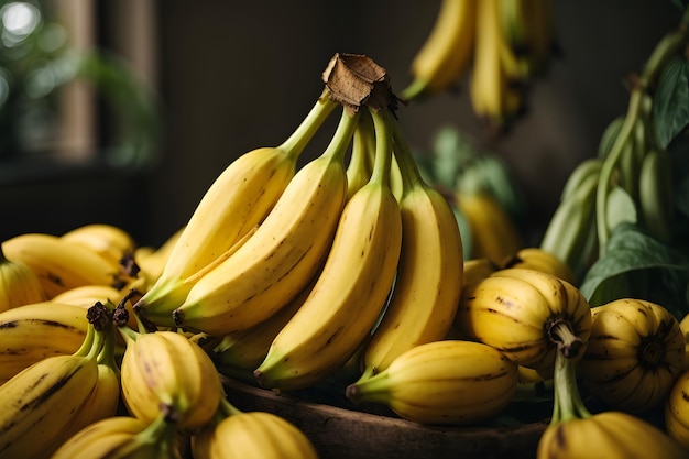 Rijpe en gele bananen