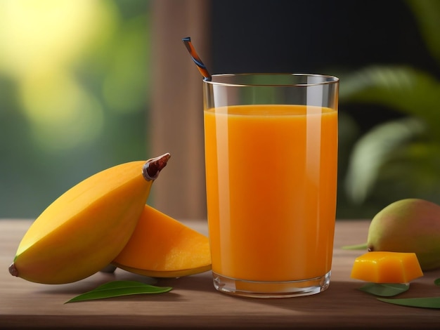 Rijpe mango sap in een container realistische hoge kwaliteit Generative Ai