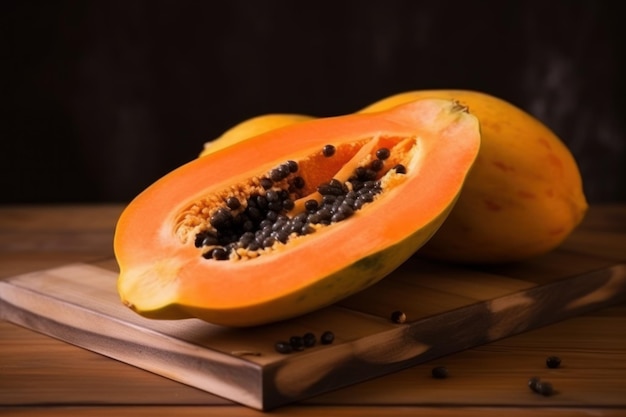 Rijpe papaya gesneden Genereer Ai