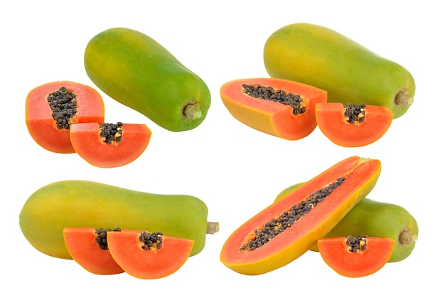 Foto rijpe papaya op witte achtergrond