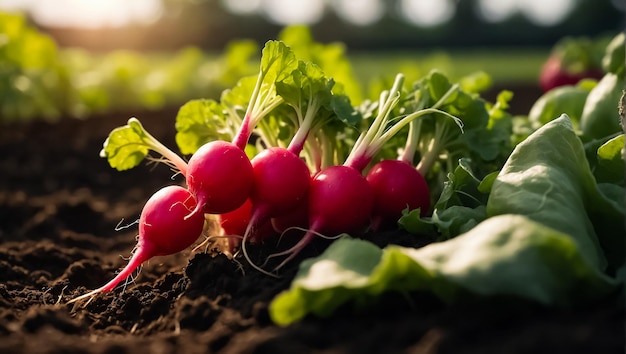 Rijpe radissen in de tuin