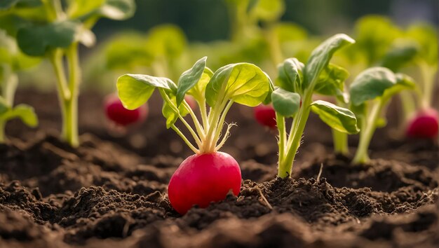 Rijpe radissen in de tuin