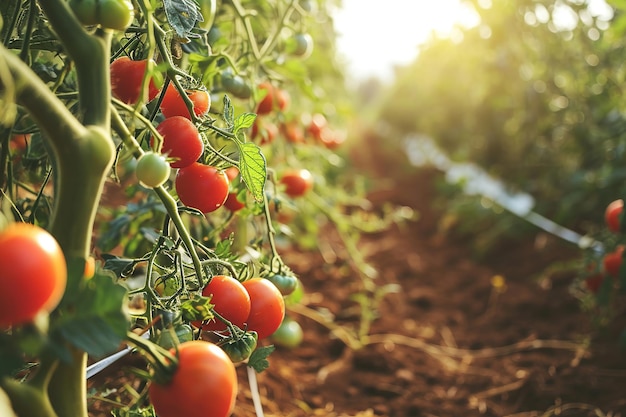 rijpe rode tomaten in het veld buiten