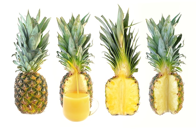 Foto rijpe sappige ananas op een witte achtergrond