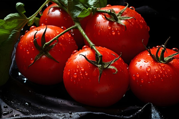 rijpe tomaten nog aan hun groene wijnstok