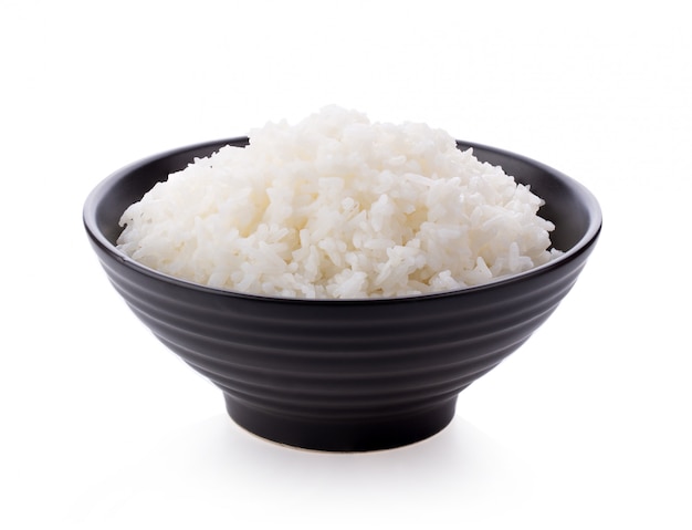 Rijst in een zwarte kom