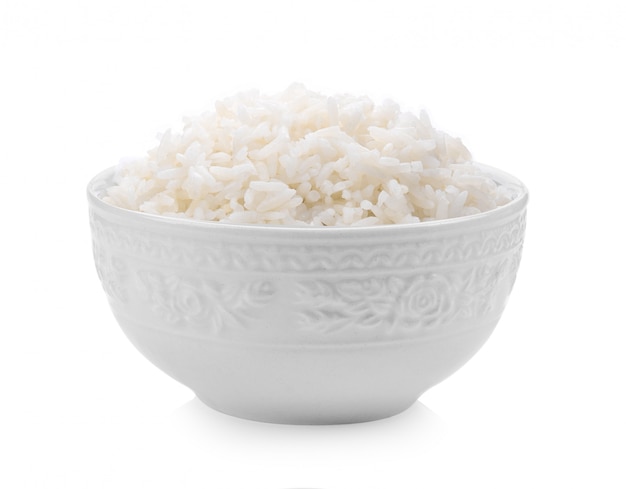 Rijst in witte kom