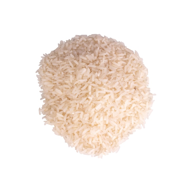 Rijst stapel geïsoleerd op een witte achtergrond.