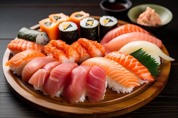 Rijstbroodje Japanse vis Japan eten sushi zeevruchten vaste maaltijd Generatieve AI