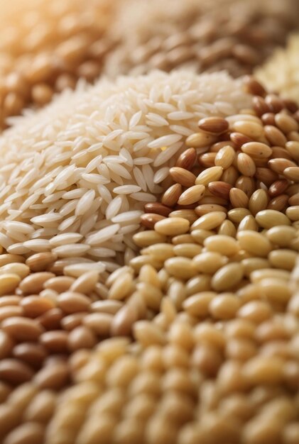 Foto rijstkorrelsorten met hun unieke afmetingen