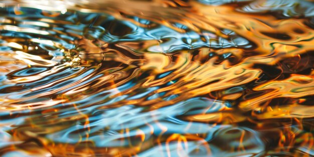Foto rimpelende waterreflecties in warme gouden en blauwe tinten