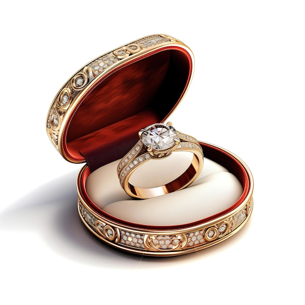 A ring in a box with diamonds