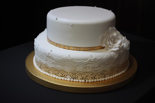 Ring cake with subtle accent of gold accents and lace