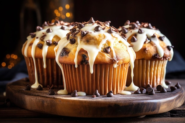 Ring doughnuts covered in icing and sprinkes and chocolate ai generated