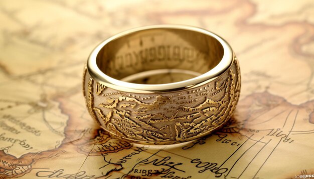Кольцо в эльфийском стиле, внутри кольца загнуты эльфийские буквы.