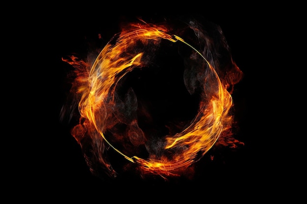 A ring of fire on black background