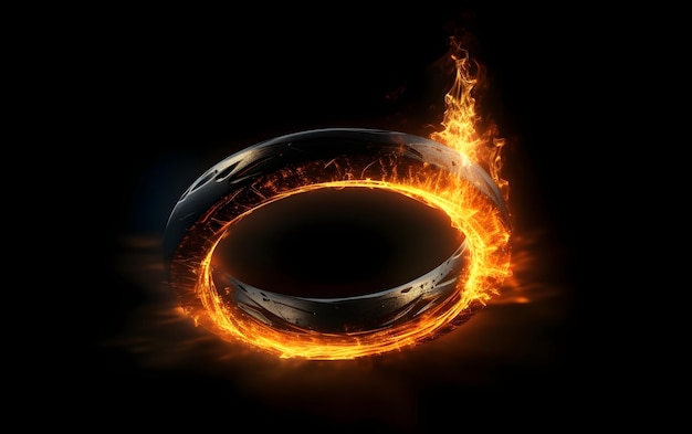 Photo a ring of fire is shown on a black background.