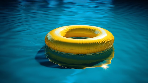 Кольцо, плавающее в бассейне с голубой водой
