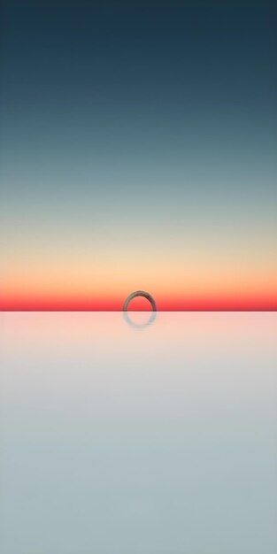 A ring on a horizon with a sunset in the background