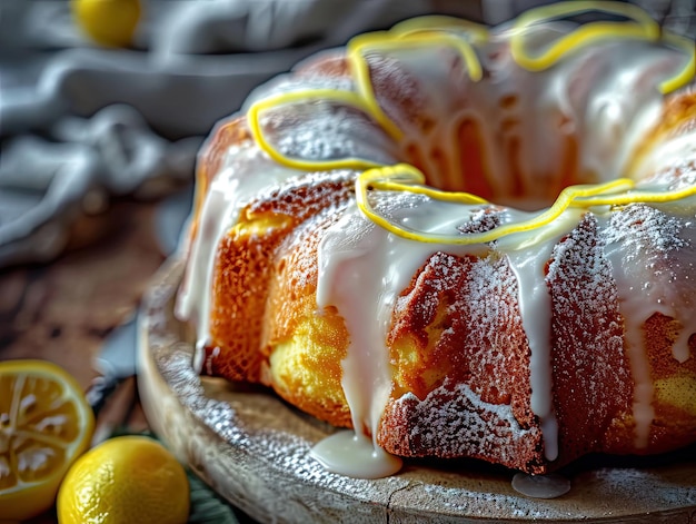 Ring lemon cake Ciambella Christmas bundt dessert traditional pastry babka easter sponge pie with icing