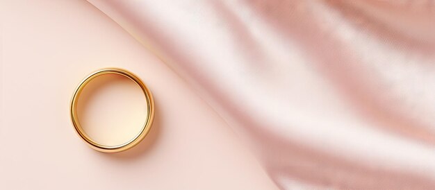 Photo ring made of gold isolated pastel background copy space