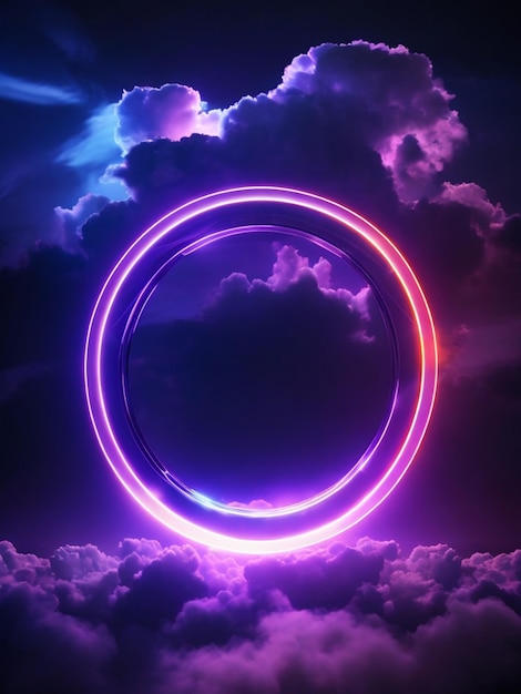 ring neon light on dark night sky