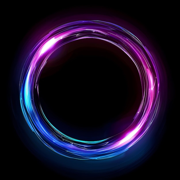 Ring of Neon Lights on Black Background