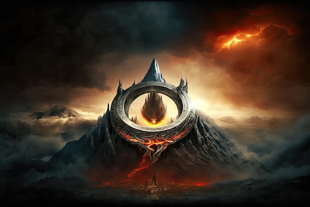 Ring of power met zijn dreigende en corrupte aanwezigheid in het land Mordor