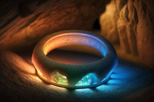 A ring that is lit up with rainbow colors