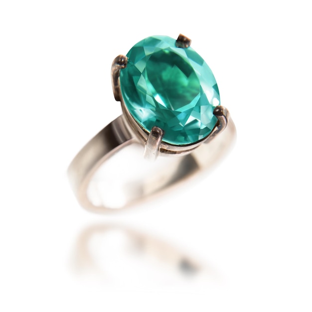 Photo ring with big blue topaz jewellery for woman