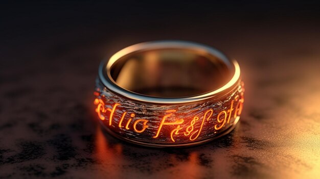 Photo a ring with fire and the word fire on it