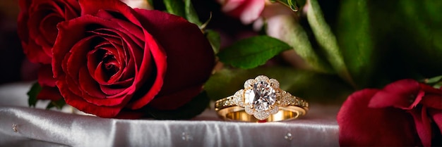 Ring with a precious stone Selective focus