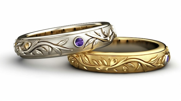 A ring with a purple stone and a purple stone.