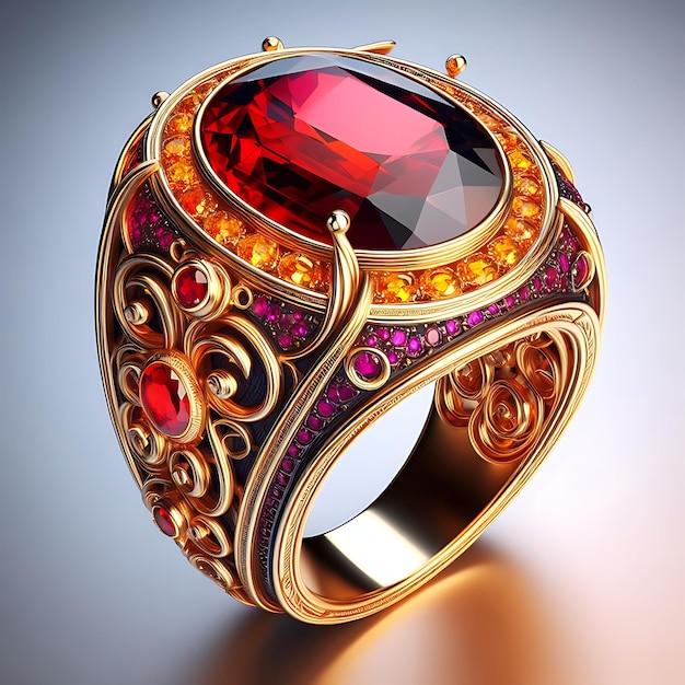 a ring with a red stone and a red stone