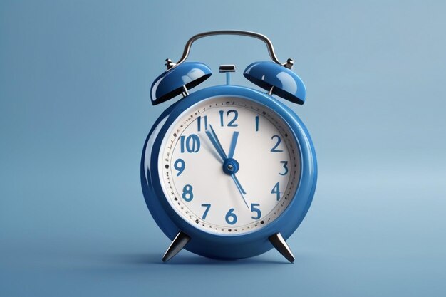 Ringing alarm clock 3D realistic render vector illustration isolated on blue background