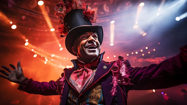 Photo ringmaster circus troupe