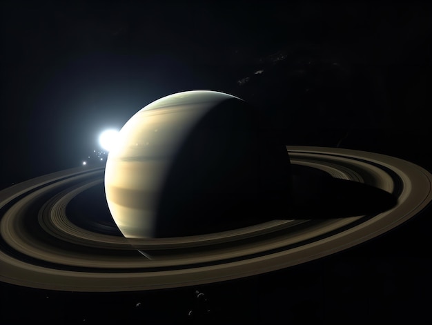 Rings of Saturn Encircling the Gas Giant