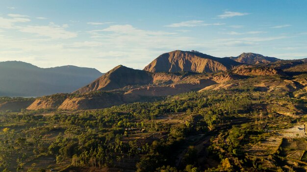 Photo rinjani mountain at morning time