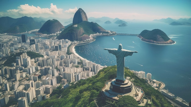 Rio de Janeiro Brazilië Christus de Verlosser standbeeld suikerbrood gecreëerd met Generative AI technologie