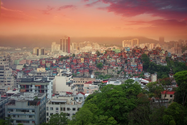 Rio de Janeiro downtown and favela