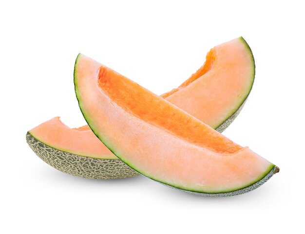 rip cantaloupe isolated on white background