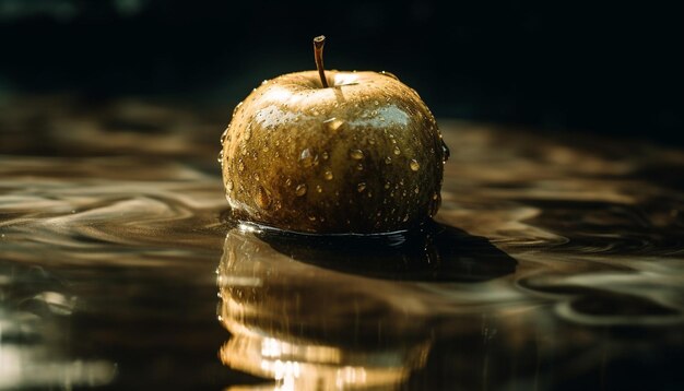 사진 잘 익은 사과는 ai가 생성한 신선함과 건강한 식습관을 반영하여 물에 떨어집니다.