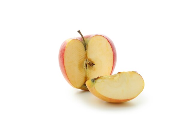 Ripe apple and slice isolated on white background