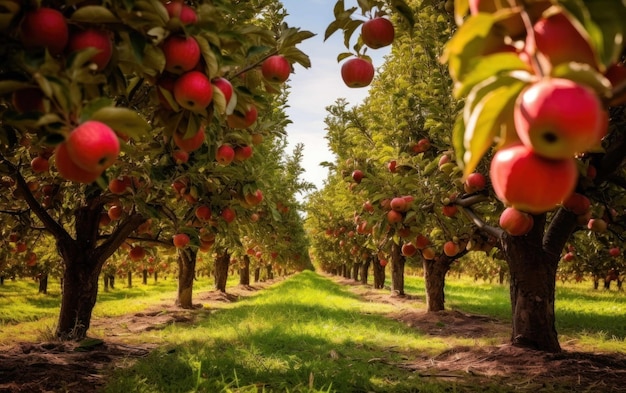 Photo ripe apples in the orchard